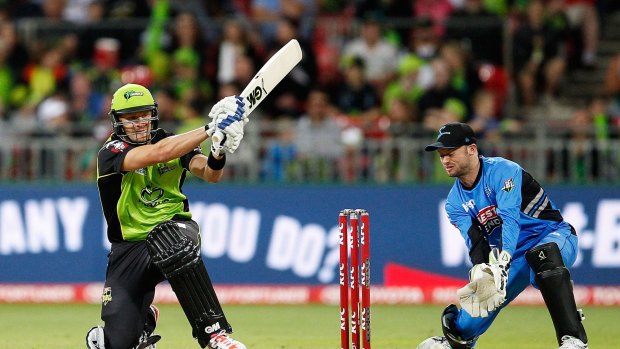 No frills: Shane Watson shows some clean willow for Thunder.