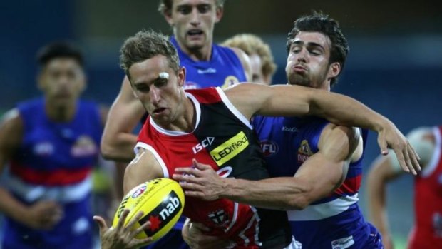 Luke Dunstan in action  against the Western Bulldogs during the NAB Challenge Cup