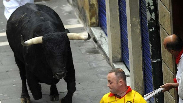As the bull run thundered from a holding pen to the Pamplona arena, one 550-kilogramme black bull, called Fugado (Escapee), hung back and confronted the crowd.