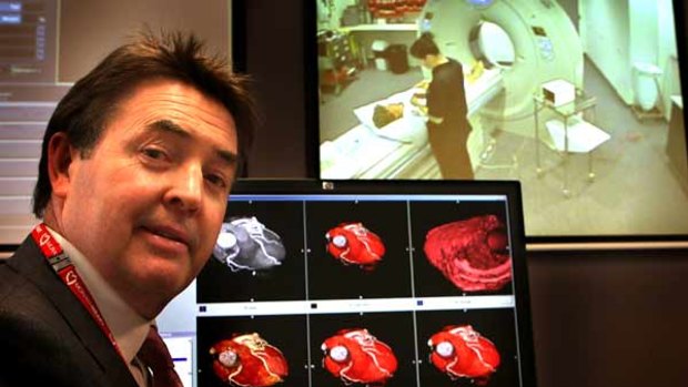 Professor Ian Meredith shows the high-quality images produced by Monash's new CT scanner.