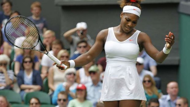 Unhappy: Serena Williams was not impressed despite her easy win.