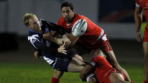 Grit: Wallace helped Scotland to victory over Tonga.