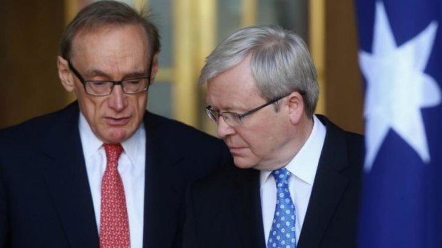 Former foreign minister Senator Bob Carr and former prime minister Kevin Rudd.