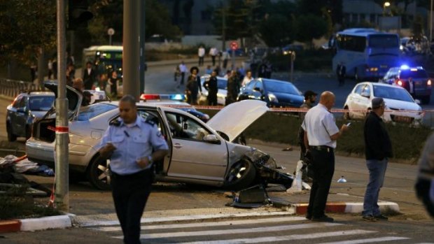 The car involved in the incident in East Jerusalem on Wednesday.