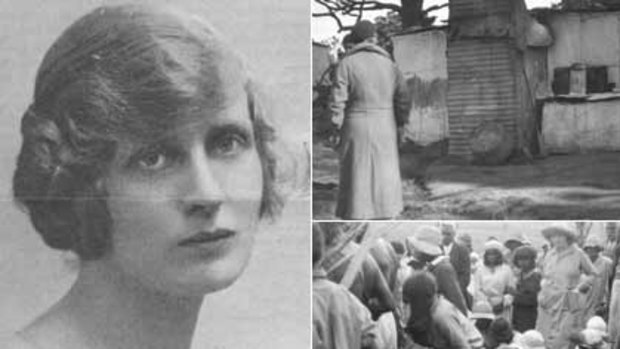 A leading light ... Caroline Kelly-Tennant as a young woman and, right, her photos of Aboriginal life in Cherbourg, Queensland,  in the 1930s.