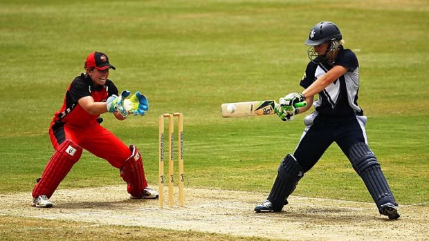 On song: Elyse Villani in the swing against South Australia.