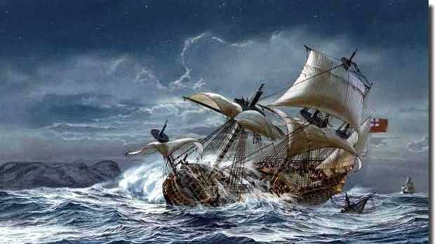 1649 English warship HMAS Sussex sank off the coast of Gibraltar
