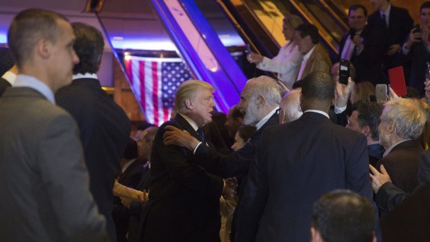 Donald Trump and Carl Icahn at an election event in April.