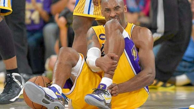 Down and out: Kobe Bryant.