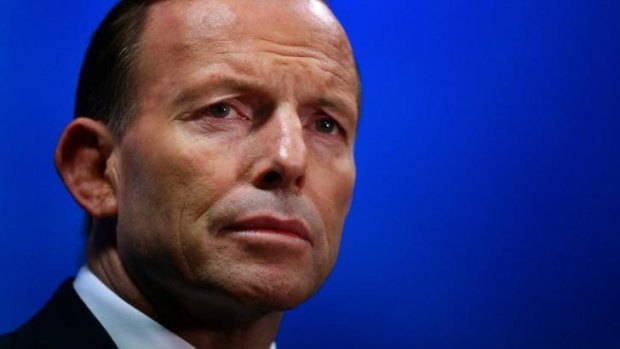 Prime Minister Tony Abbott at the Peter MacCallum Cancer Centre in East Melbourne.