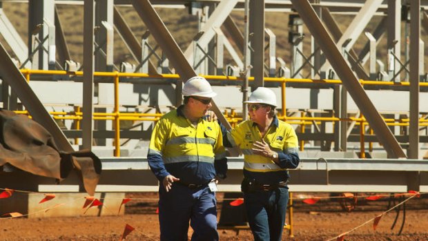 Fortescue Solomon manager Blake Cannavo talks with the company's founder Andrew Forrest.