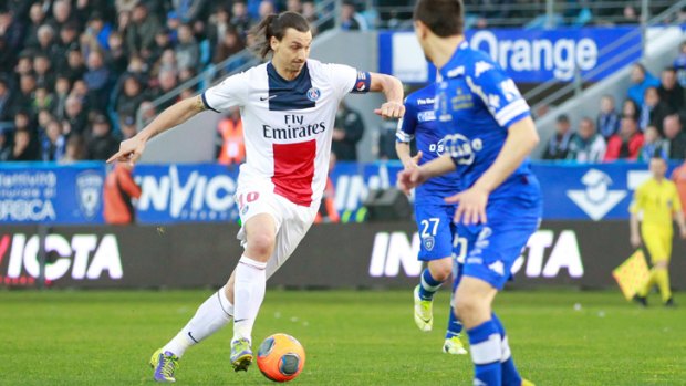 PSG's Zlatan Ibrahimovic in action against Bastia.