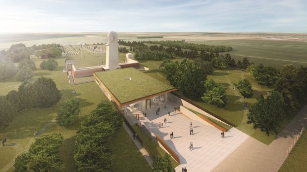 An artists impression of the  Sir John Monash Centre, France which sits behind the Australian National Memorial.