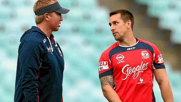 Roosters coach Trent Robinson has had a calming influence on halfback Mitchell Pearce.
