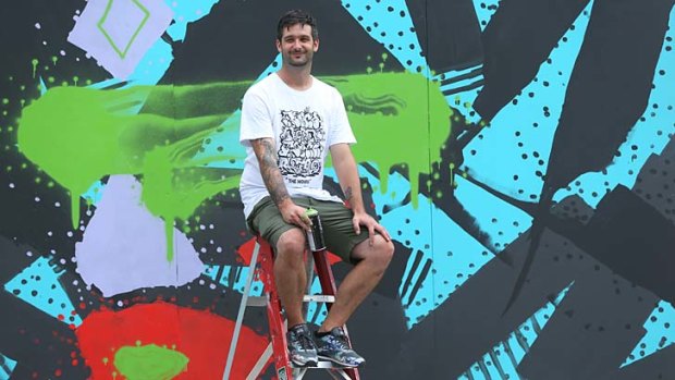 Lofty ambitions: Elliot O'Donnell, also known as Askew One, has moved on from tagging to painting large works on canvas.