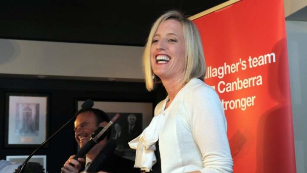 Paint the town red: Chief Minister Katy Gallagher wins her first election as party leader in 2012.