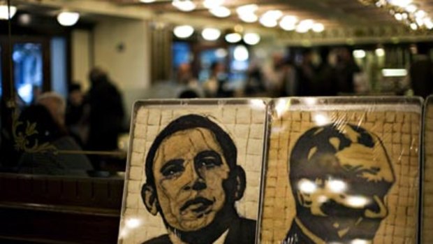 Tribute...an Istanbul bakery displays  Barack Obama baklava to mark his visit.