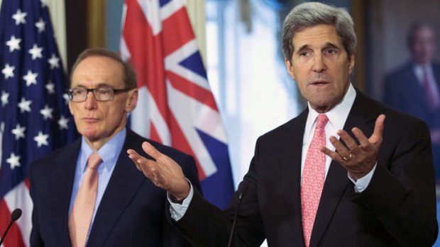Surgery suggestions? Former foreign minister Bob Carr with US Secretary of State John Kerry.
