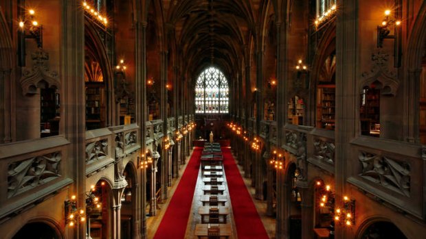 The historic reading room at John Rylands Library.
