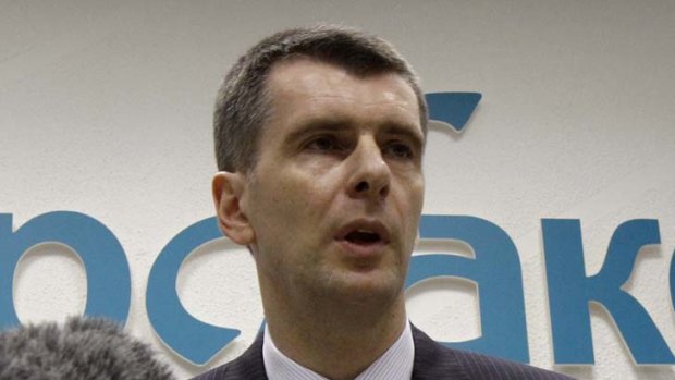 Mikhail Prokhorov announcing his challenge for the presidency.