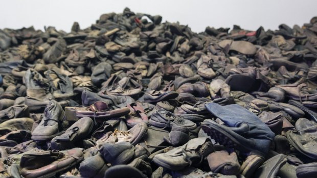 Exhibition of the remaining belongings (shoes) of the people killed in the Auschwitz Nazi extermination camp.