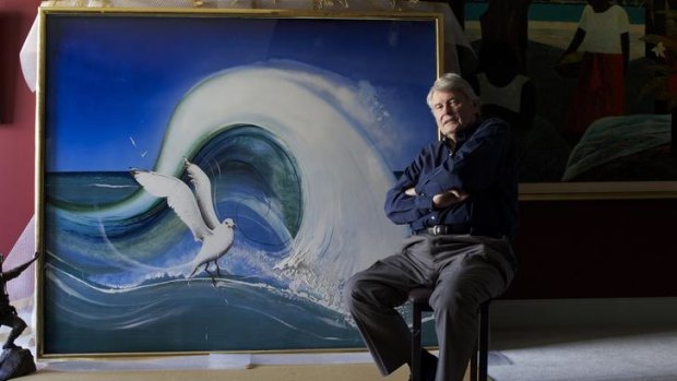''I am telling you it is a real Whiteley'' &#8230; art dealer Denis Savill in front of Brett Whiteley's Seagull (Japanese: The Screaming Voice), 1988 which will soon be for sale.