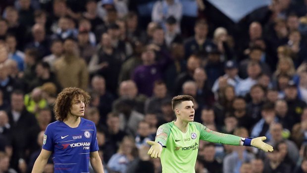Drama: Chelsea goalkeeper Kepa Arrizabalagha refused Maurizio Sarri's substitution before the penalty shootout.