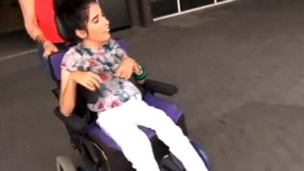 Marissa Florias in her wheelchair.
