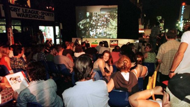 Winners now meet more people on their LA trip than used to attend the festival ... Crowds gather for the open-air Tropfest 1997 short film festival in Sydney.