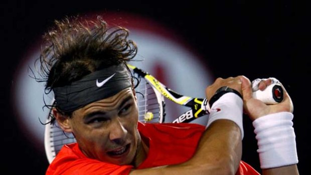 Staying alive ... Rafael Nadal dispatched Marin Cilic in straight sets last night.