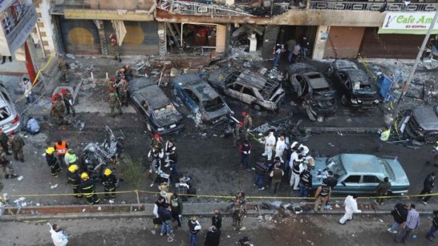 The aftermath of a suicide bomb attack on a Hezbollah-friendly area of Beirut in January.