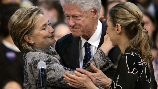 Been through so much ... Hillary Rodham Clinton with her husband Bill Clinton and daughter Chelsea.
