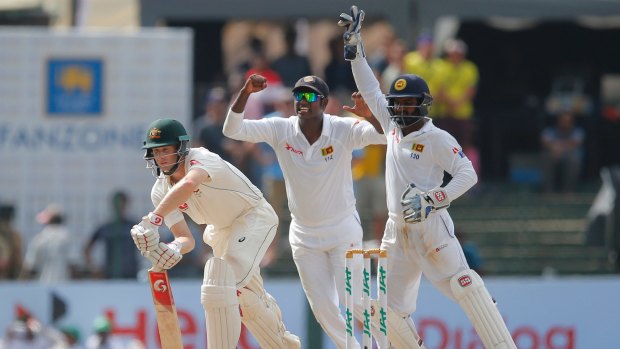 Adam Voges loses his wicket in Colombo.
