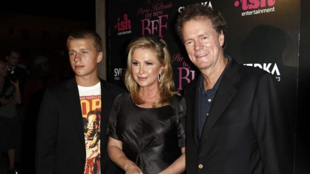 Older but not wiser ... Conrad Hilton, left, in 2008 stands next to his mother Kathy, centre, and father Rick, at the launch party of MTV series 'Paris Hilton's My New BFF' in Los Angeles. 