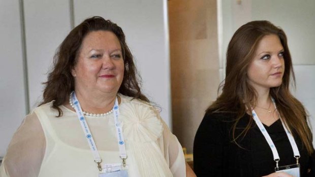 Gina Rinehart, chairwoman of Hancock Prospecting Pty., left, and daughter Ginia Rinehart.