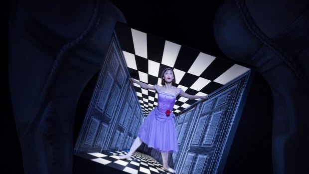 Optical illusions: Alice appears to grow as the set shrinks.
