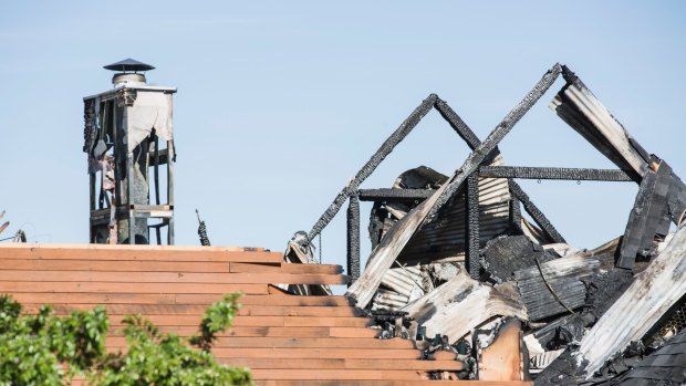 Aftermath of the fire at Pialligo Eestate Farmhouse Restaurant. 