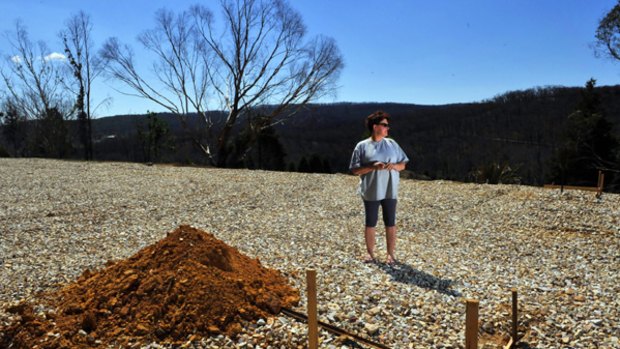 Bonny Francis on her burnt-out plot of land at Mount Disappointment.