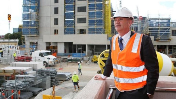 Premier Campbell Newman tours the RNA redevelopment site at the Brisbane Showgrounds. 