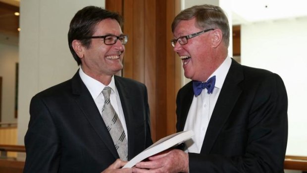 Former Labor minister Greg Combet with Allan Behm at the launch of Behm's book last week.