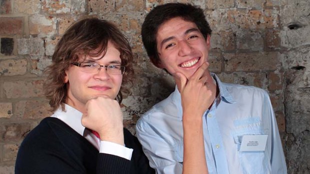 Marked for success &#8230; Harry Stratton, left, and Timothy Large, of Sydney Grammar, at the first in course awards at Australian Technology Park, Redfern yesterday.