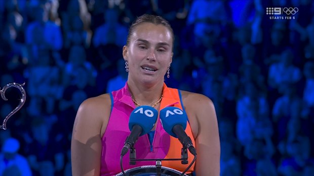 'Speechless': Sabalenka delivers gracious runner-up speech