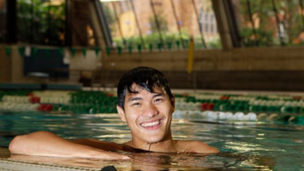 Medal dash ... Kenneth To in the pool at Trinity Grammar School. ‘‘Trying to get people from other cultures to learn to swim is important.’’
