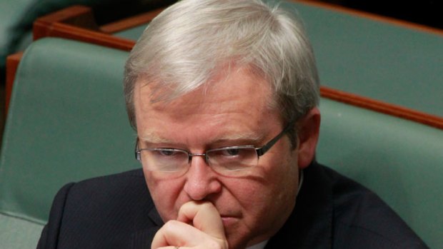 Change of scene ... Kevin Rudd on the backbench yesterday.