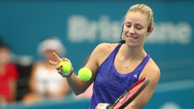 Hit up: Angelique Kerber takes part in the Pat Rafter Arena Spectacular in Brisbane.