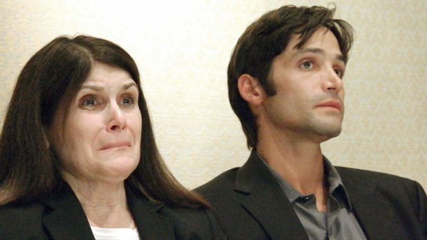 Sex abuse accuser Michael Egan III, 31, and his mother Bonnie Mound on Monday, April 21, 2014.