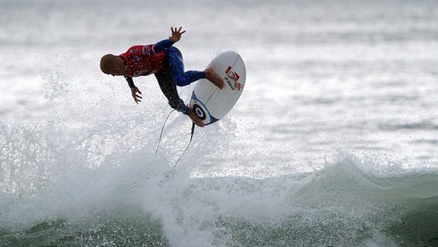 On air: Kelly Slater at the Quiksilver Pro France in Hossegor this week.