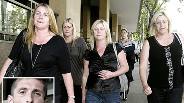 Four of Brian Bottomley's sisters after hearing the account by Bayram Birsoz (inset) of their brother's murder.