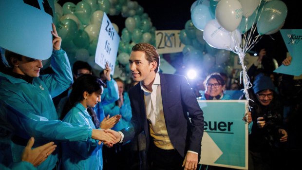 Sebastian Kurz, Austria's foreign minister and leader of the People's Party arrives for a TV debate in Vienna on Tuesday.