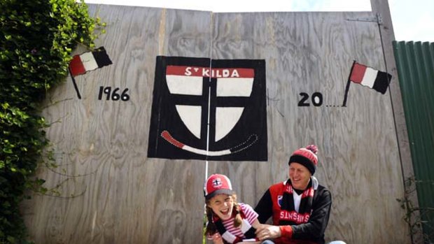 St Kilda fans Peter Armstrong and daughter Annabelle.